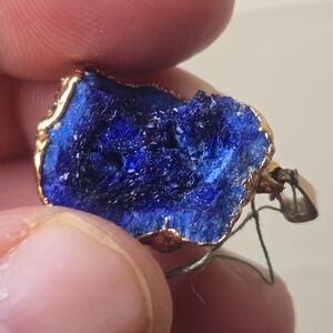 Vtg Nature's Company Pendant. Possibly Azurite W 24k Gold.
